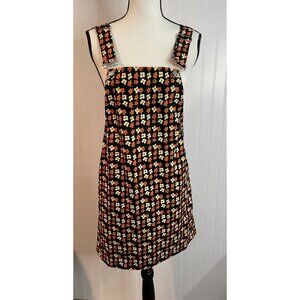 Pink Lily Floral Print Pinafore Dress With Adjustable Straps & Pockets Size S